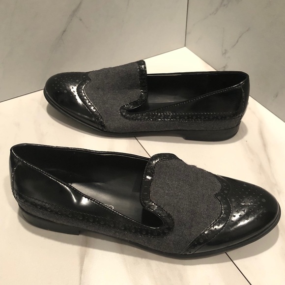 Franco Sarto Tweed Textured Patent Leather Loafers - Picture 2 of 11